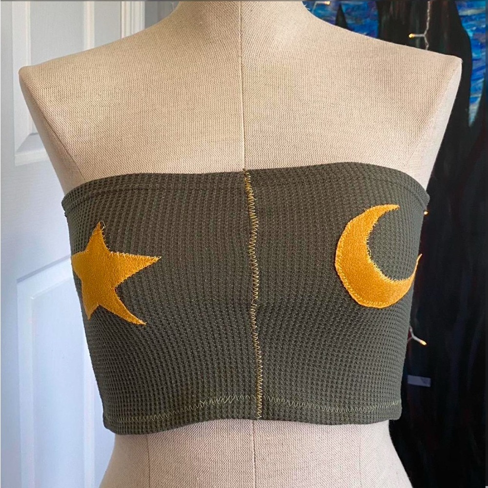 Star & Moon Patchwork Tube Top